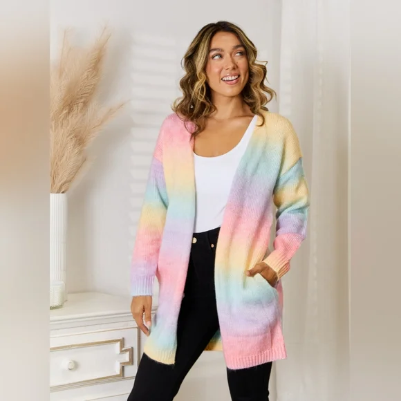 Just Jen Pastel Multicolor Gradient Women's Cardigan Sweater - Picture 1 of 7